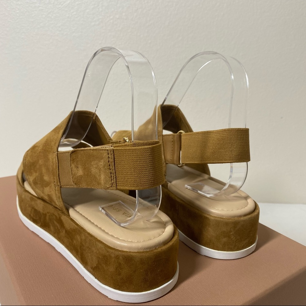Via Spiga Gabourey Suede Sandals Flatform Toffee - Picture 6 of 6